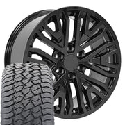 20" Replica Wheels fit GMC Sierra 1500 - CV37 Gloss Black 20x9, Sailun Tires Set