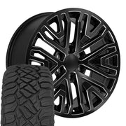 Set(4) 20x9 CV37 Satin Black with Milled Edge - 6x139.7 +28ET with 275/55r20 Sailun TerraMax RT Tires