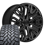 Set(4) 20x9 CV37 Satin Black with Milled Edge - 6x139.7 +28ET with 275/55r20 TBB TS-37 AT Tires