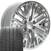 Set(4) 20x9 CV37 Chrome - 6x139.7 +28ET with 275/55r20 Goodyear Eagle LS2 Tires
