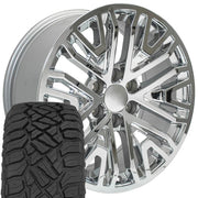 Set(4) 20x9 CV37 Chrome - 6x139.7 +28ET with 275/55r20 Sailun TerraMax RT Tires