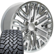 Set(4) 20x9 CV37 Chrome - 6x139.7 +28ET with 275/55r20 TBB TS-37 AT Tires