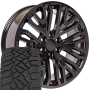 Set(4) 22x9 CV37 Gloss Black - 6x139.7 +28ET with 285/45r22 Sailun TerraMax RT Tires