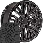 Set(4) 22x9 CV37 Satin Black with Milled Edge - 6x139.7 +28ET with 285/45r22 Sailun TerraMax RT Tires