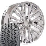 22" Replica Wheels fit GMC Sierra 1500 - CV37 Chrome 22x9, Sailun Tires Set