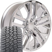 22" Replica Wheels fit GMC Sierra 1500 - CV38 Chrome 22x9, Sailun Tires Set