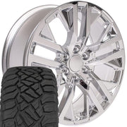 Set(4) 22x9 CV38 Chrome - 6x139.7 +28ET with 285/45r22 Sailun TerraMax RT Tires