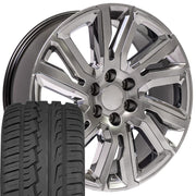 Set(4) 22x9 CV39 Gloss Hyper Black with Chrome Insert - 6x139.7 +28ET with 285/45r22 Ironman iMove GEN 2 SUV Tires