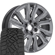 Set(4) 22x9 CV39 Gloss Hyper Silver with Chrome Insert - 6x139.7 +28ET with 285/45r22 Sailun TerraMax RT Tires