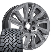 Set(4) 22x9 CV39 Gloss Hyper Silver with Chrome Insert - 6x139.7 +28ET with 285/45r22 TBB TS-37 AT Tires