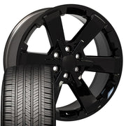 Set(4) 22x9 CV41B Gloss Black - 6x139.7 +24ET with 285/45r22 Goodyear Eagle Touring Tires