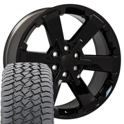 Set(4) 22x9 CV41B Gloss Black - 6x139.7 +24ET with 285/45r22 Sailun TerraMax AT2 Tires