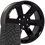Set(4) 22x9 CV41B Gloss Black - 6x139.7 +24ET with 285/45r22 Sailun TerraMax RT Tires