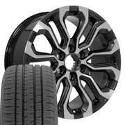 Set(4) 20x9 CV42 Gloss Gunmetal Machined - 6x139.7 +28ET with 275/55r20 Bridgestone Dueler Alenza HL Plus Tires