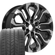 Set(4) 20x9 CV42 Gloss Gunmetal Machined - 6x139.7 +28ET with 275/55r20 Goodyear Eagle LS2 Tires