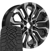 Set(4) 20x9 CV42 Gloss Gunmetal Machined - 6x139.7 +28ET with 275/55r20 Sailun TerraMax RT Tires