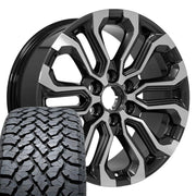 Set(4) 20x9 CV42 Gloss Gunmetal Machined - 6x139.7 +28ET with 275/55r20 TBB TS-37 AT Tires