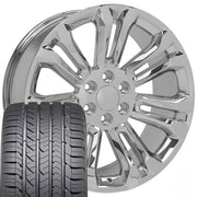 Set(4) 22x9 CV43 Chrome - 6x139.7 +24ET with 285/45r22 Goodyear Eagle Sport Tires