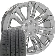 Set(4) 22x9 CV43B Chrome - 6x139.7 +24ET with 285/45r22 Bridgestone Dueler Alenza HL Tires