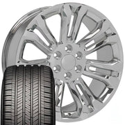 Set(4) 22x9 CV43B Chrome - 6x139.7 +24ET with 285/45r22 Goodyear Eagle Touring Tires