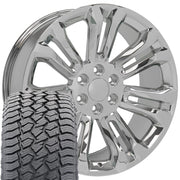 Set(4) 22x9 CV43B Chrome - 6x139.7 +24ET with 285/45r22 Sailun TerraMax AT2 Tires
