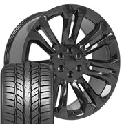 Set(4) 24x10 CV43B Gloss Black - 6x139.7 +24ET with 295/35r24 Sailun Atrezzo SVR LX+ Tires