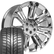 Set(4) 24x10 CV43B Chrome - 6x139.7 +24ET with 295/35r24 Sailun Atrezzo SVR LX+ Tires