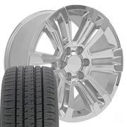 Set(4) 20x9 CV44 Chrome - 6x139.7 +24ET with 275/55r20 Bridgestone Dueler Alenza HL Plus Tires