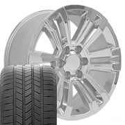 Set(4) 20x9 CV44 Chrome - 6x139.7 +24ET with 275/55r20 Goodyear Eagle LS2 Tires