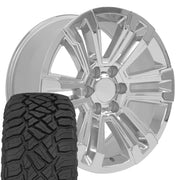 Set(4) 20x9 CV44 Chrome - 6x139.7 +24ET with 275/55r20 Sailun TerraMax RT Tires