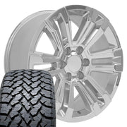 Set(4) 20x9 CV44 Chrome - 6x139.7 +24ET with 275/55r20 TBB TS-37 AT Tires