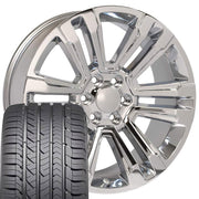 Set(4) 22x9 CV44 Chrome - 6x139.7 +24ET with 285/45r22 Goodyear Eagle Sport Tires