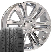 Set(4) 22x9 CV44 Chrome - 6x139.7 +24ET with 285/45r22 Goodyear Eagle Touring Tires