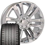 Set(4) 22x9 CV44 Chrome - 6x139.7 +24ET with 285/45r22 Goodyear Eagle Touring Tires