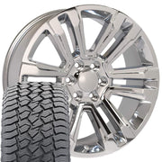22" Replica Wheels fit GMC Yukon 1500 - CV44 Chrome 22x9, Sailun Tires Set