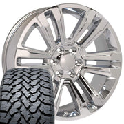 Set(4) 22x9 CV44 Chrome - 6x139.7 +24ET with 285/45r22 TBB TS-37 AT Tires