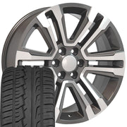 Set(4) 22x9 CV44 Gloss Gunmetal Machined - 6x139.7 +24ET with 285/45r22 Ironman iMove GEN 2 SUV Tires
