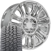 Set(4) 22x9 CV57 Chrome with Chrome Insert - 6x139.7 +28ET with 285/45r22 Sailun TerraMax AT2 Tires