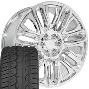 Set(4) 24x10 CV57 Chrome with Chrome Insert - 6x139.7 +31ET with 305/35r24 Ironman iMove GEN 2 Tires