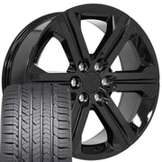 Set(4) 22x9 CV60 Gloss Black - 6x139.7 +24ET with 285/45r22 Goodyear Eagle Sport Tires