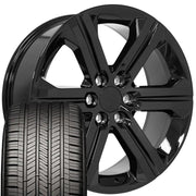 Set(4) 22x9 CV60 Gloss Black - 6x139.7 +24ET with 285/45r22 Goodyear Eagle Touring Tires