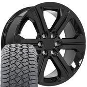 Set(4) 22x9 CV60 Gloss Black - 6x139.7 +24ET with 285/45r22 Sailun TerraMax AT2 Tires