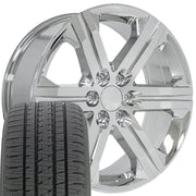 Set(4) 22x9 CV60 Chrome - 6x139.7 +24ET with 285/45r22 Bridgestone Dueler Alenza HL Tires