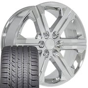 Set(4) 22x9 CV60 Chrome - 6x139.7 +24ET with 285/45r22 Goodyear Eagle Sport Tires