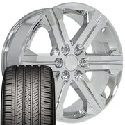 Set(4) 22x9 CV60 Chrome - 6x139.7 +24ET with 285/45r22 Goodyear Eagle Touring Tires