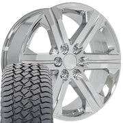 Set(4) 22x9 CV60 Chrome - 6x139.7 +24ET with 285/45r22 Sailun TerraMax AT2 Tires