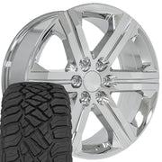 Set(4) 22x9 CV60 Chrome - 6x139.7 +24ET with 285/45r22 Sailun TerraMax RT Tires