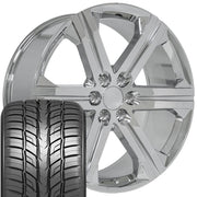 Set(4) 24x10 CV60 Chrome - 6x139.7 +30ET with 295/35r24 Sailun Atrezzo SVR LX+ Tires