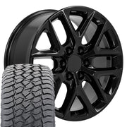 20" Replica Wheels fit Chevrolet Silverado 1500 - CV62 Gloss Black 20x9, Sailun Tires Set