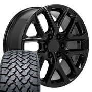 Set(4) 20x9 CV62 Gloss Black - 6x139.7 +28ET with 275/55r20 TBB TS-37 AT Tires